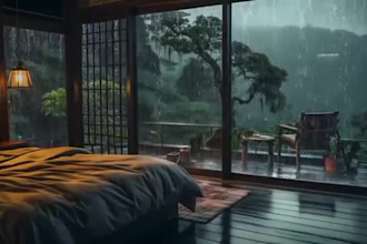 create a cozy, calming rain video with real natural sounds for your content