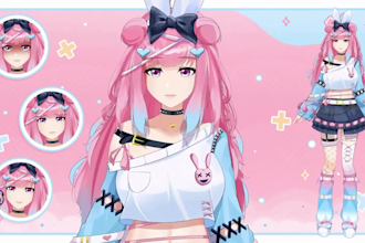 draw reference sheet for character anime oc furry and vtuber model live2d