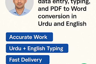 do urdu data entry, PDF to word typing, and english conversion and edit in repts