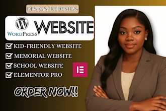 build kid friendly wordpress website school memorial wordpress elementor pro