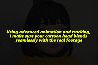 do a head replacement with cartoon face, perfect lip sync
