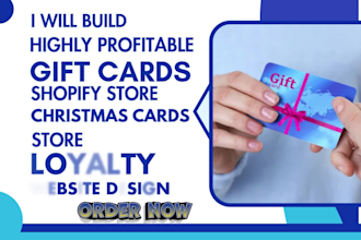 build gift cards shopify store gift box, valentine card, loyalty card website