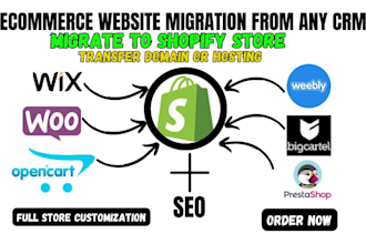 migrate ecwid godaddy wordpress website to a new domain host to shopify in 24hrs