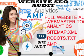 do website seo audit setup webmaster, analytics,sitemap,amp