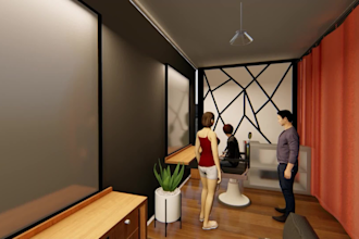 3d design and render food truck,food stall, caravan,coffee shop
