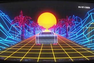 80s vhs retro style car ride intro animation