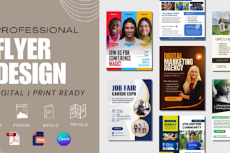 do creative business flyers or real estate, food flyers and canva flyers