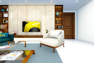 3d interior design living room rendering by an architect