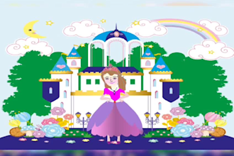 draw 2d scenery illustrations for children book