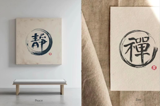 create japanese or chinese calligraphy with brush artwork