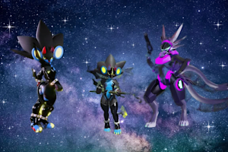 do custom furry vrchat avatar, protogen, 3d vtuber stream, furry unity vtubing