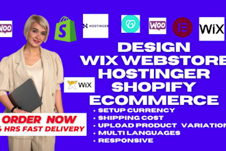 design wix webstore hostinger shopify wix godaddy webshop ecommerce woocommerce