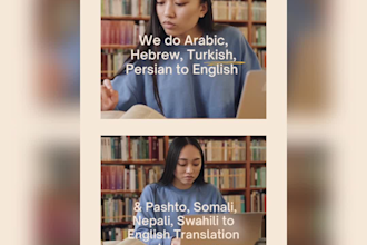 translate arabic, turkish, persian, pashto, nepali, hebrew and swahili