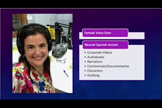 record a female spanish voice dubbing and narrations