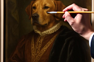 make a stylised digital portrait of your dog cat or any pet