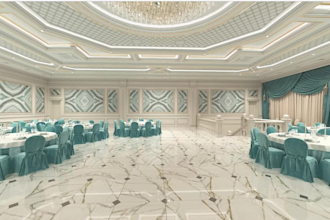 design classic wedding hall, event hall, banquet, conference room, 3d rendering