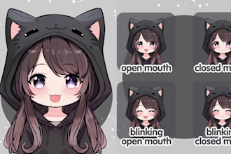 draw pngtuber chibi live2d model pngtuber rigging vtuber giftube pngtuber anime