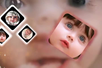 create baby birthday video with pics