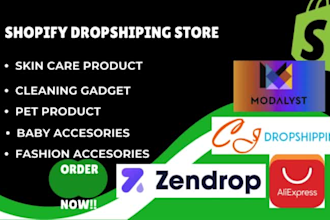 build, redesign dropshipping shopify store with modalyst dser spocket zendrop cj
