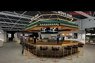 design 3d restaurant interior,office,retailshop,cafe,bar,ketchen house rendering