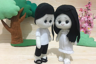 make a cute plush doll using felt fabric with beads eyes