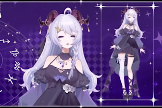 draw and rig anime live2d vtuber model character illustration for twitch stream