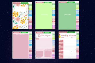 design high quality etsy digital planners, KDP covers, printables