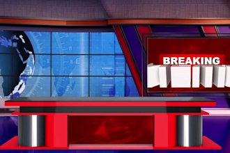 do a realistic 3d news studio 3d virtual set zoom virtual call
