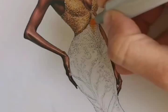 fashion illustration, dress sketch, fashion accessories