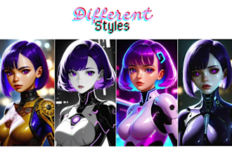 create ai anime portrait in any style realistic or kawaii or neonpunk or whatev