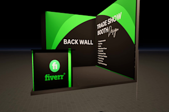 design a tradeshow booth or exhibition stand, or backdrop, or kiosk design