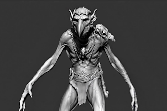 turn 2d to professional aaa humanoid character, anatomy zbrush sculptor,creature