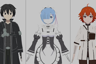 make 3d anime character model for game or video clip