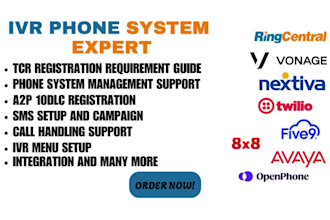 set up ringcentral IVR twilio call flow voip ghl phone system a2p 10dlc bulk SMS