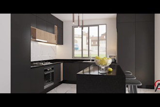 design a realistic 3d kitchen cabinetry and render it