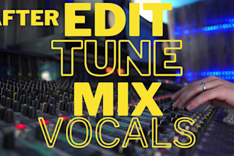perform vocal tuning with melodyne and autotune, vocal editing, mix and master