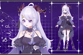 draw rig vtuber live2d in anime art, 2d vtuber model, vtuber commission stream