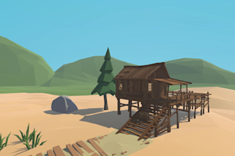 design low poly environment for your game in  blender