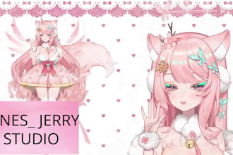 draw cute live2d model, chibi live2d, 2d vtuber, live2d commission for stream