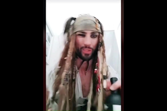 make a happy birthday video dressed as pirate captain jack sparrow