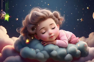create 2 hours long lullaby baby sleep music videos for youtube channel