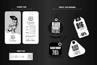 create luxury fashion clothing labels, price tags, logo and wash labels