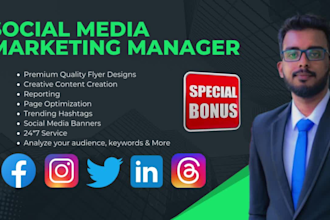 be your social media manager and grow social media  presence
