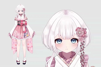 draw and rigging 2d vtuber model, live2 vtuber model,vtuber rigging anime vtuber