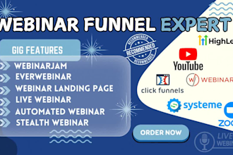 setup webinar funnel, automations with webinarjam, everwebinar, clickfunnels