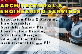 sprinkler safety plan construction engineering drawing building evacuation plan
