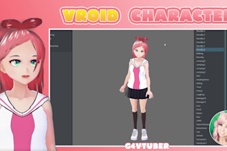 design 3d vtuber vroid rigg cartoon anime style for youtube or twitch streamer