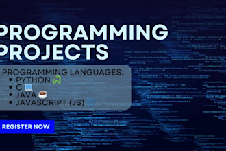 develop school and college programming projects in python, java, c, and js