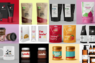 3d shipping bag packaging minimalist poly bubble mailer tote bag and cup design