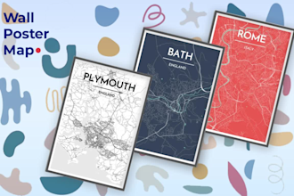 design a city or region wall custom map , printable art map